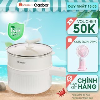 Nồi lẩu điện mini đa năng công suất 600W GAABOR GR-N20A lòng nồi chống dính  - Hàng chính hãng