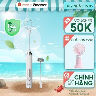 Máy tạo bọt sữa Gaabor EG04M-WH01A dụng cụ đánh trứng khuấy bột bọt cà phê mini đa năng cổng sạc USB