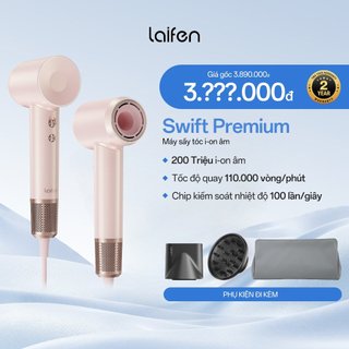 Máy sấy tóc ion âm Laifen Swift Premium Vàng Hồng | Điều khiển nhiệt độ thông minh | 2 đầu sấy, 1 túi du lịch