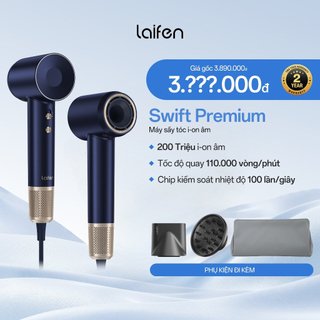 Máy sấy tóc ion âm Laifen Swift Premium Vàng Xanh | Điều khiển nhiệt độ thông minh | 2 đầu sấy, 1 túi du lịch