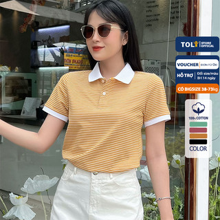 Áo Thun polo nữ TOLI sọc kẻ ngang phối cổ, form vừa ôm nhẹ, vải Cotton mềm mịn PLP-83