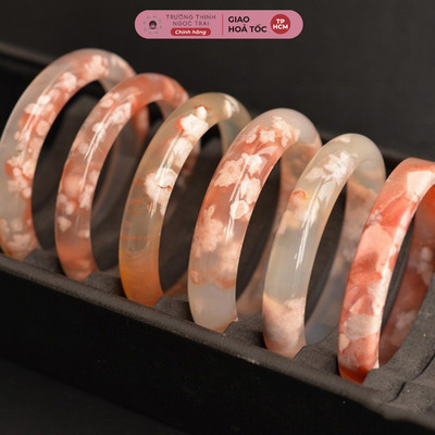 Vòng Mã Não Hoa Anh Đào Bản Hẹ Trong Hợp Mệnh Hoả, Kim, Thổ Quý Phái Và Tinh Tế - Ngọc Trai Trường Thịnh