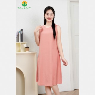  Đầm váy nữ sát nách chất Linen màu nhún sườn thời trang Việt Thắng - V02.2416