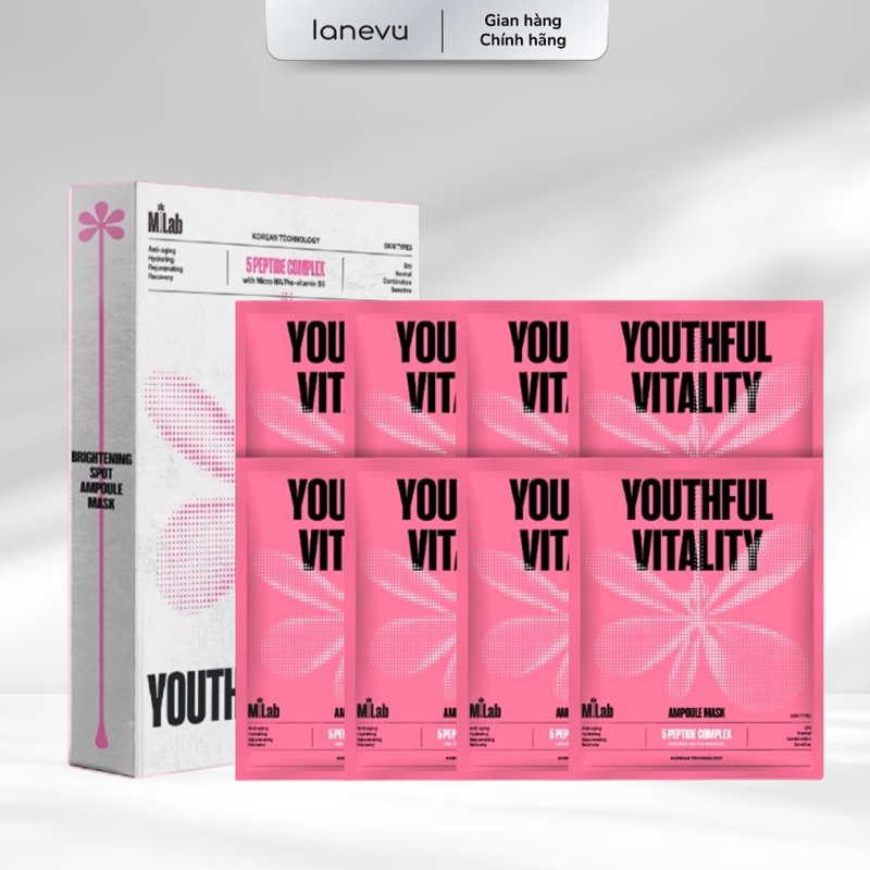 Mặt nạ sợi tre căng mịn cấp ẩm Mlab YOUTHFUL VITALITY AMPOULE mask (1 Hộp/ 8 Miếng)