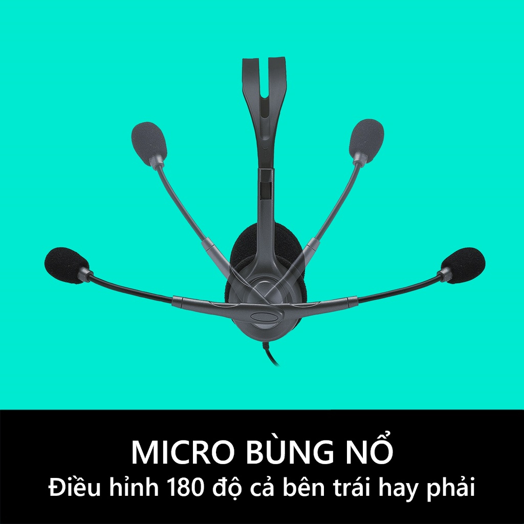 Tai nghe chụp tai Logitech H111 có dây 1 jack 3.5mm có mic chính hãng bảo hành 24 tháng | BigBuy360 - bigbuy360.vn
