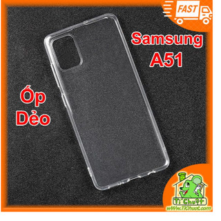 Ốp lưng dẻo cho Samsung Galaxy A51 Vân giả da Chống sốc Auto Focus,Ốp dẻo trong suốt Samsung A51