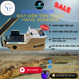 Máy đếm tiền phát hiện tiền giả Sonica 900 new 2024, bảo hành 24 tháng, tặng máy soi tiền giả tặng đèn UV mini