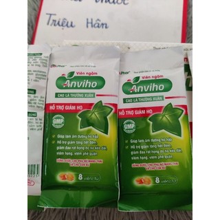  kẹo ngậm anviho vỉ 8 viên hỗ trợ giảm tăng tiết đờm,giảm đau rát họng 