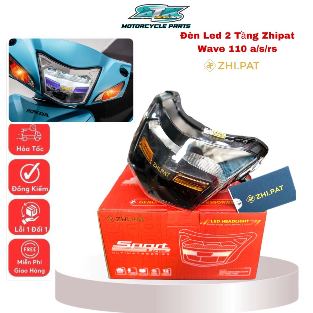  ZHI.PAT W110 - Đèn LED 2 tầng WAVE A S RS & Future X- Wave 50cc mẫu Sportline new 2024 chính hãng 