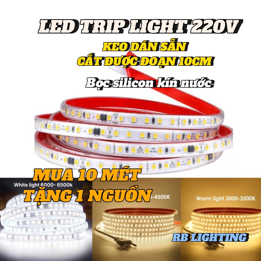 Led dây trắng, vàng, trung tính 220V siêu sáng, hắc trần, trang trí nội thất, bán lẻ đơn giá /1M