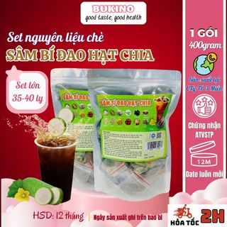 Sâm bí đao hạt chia gói 400g BUKINO, set trà bí đao hạt chia 12 vị giúp thanh lọc cơ thể, giảm cân