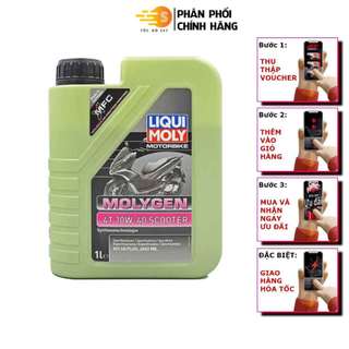 Dầu nhớt tổng hợp chuyên dụng cho xe tay ga Molygen Liqui Moly 1L 10W40 21719 - Mẫu mới, scooter, nhập Đức, mát xe