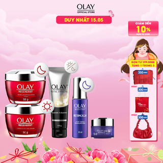 Combo 5: Kem Ngày & Đêm + Kem Mắt + Serum + Sữa Rửa Mặt OLAY (50G X2 + 15ML + 30ML + 100G)