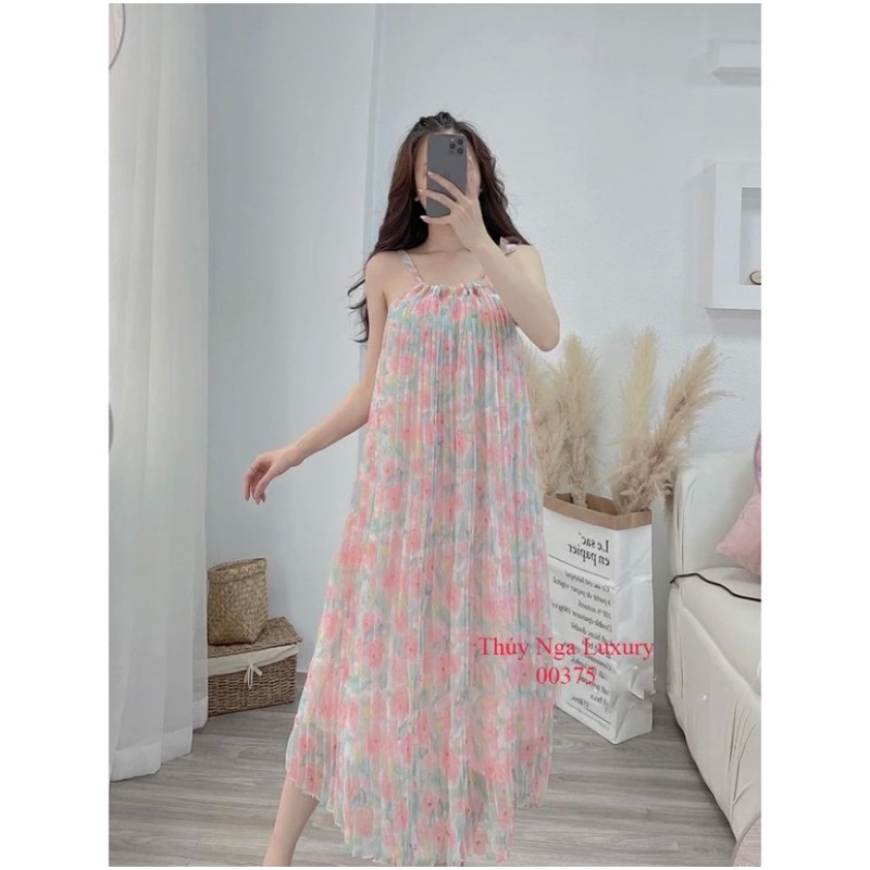 đầm maxi 2 dây nữ chất voan tơ size S