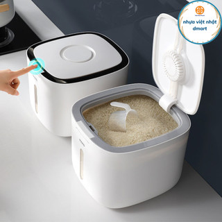 Thùng đựng gạo cao cấp 10kg có nút ấn mở thông minh, thùng gạo ecomax 0800
