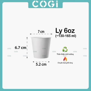 50 ly giấy uống nước nơi công cộng 6oz 180ml dùng 1 lần COGI - có lựa chọn kèm nắp [d50 đg50]