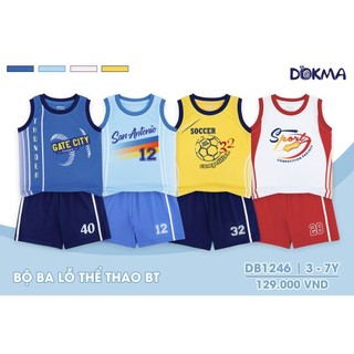 Bộ ba lỗ thể thao bé trai Dokma size 3-7 tuổi
