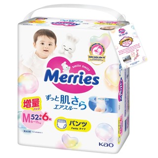 Bỉm - tã quần merries size m 52+6