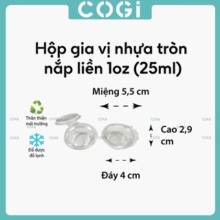 50 hộp đựng sốt gia vị, nước chấm nhựa tròn nắp liền dùng 1 lần COGI