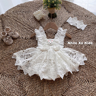 [3-12kg] Body Váy Thỏ Trắng NHÍM XÙ KIDS Cho Bé Gái Sơ Sinh, Đầy Tháng, Thôi Nôi, Sinh Nhật B108