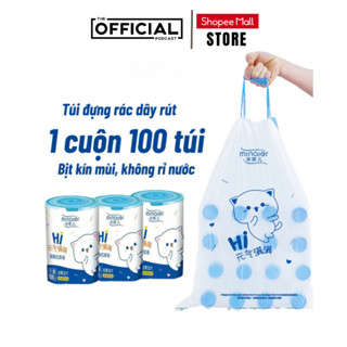  Túi Đựng Rác Có Dây Buộc Minaier Cuộn 100 Túi Loại Siêu Dày Dai Chắc Chắn Chống Rò Rỉ Nước 