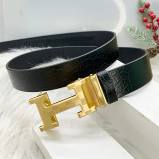 Thắt lưng da bò nguyên miếng dây nịt chữ h khóa tự động cao cấp bản dây 3,5cm