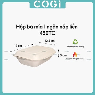 50 hộp bã mía 450ml TC dùng 1 lần COGI chuyên dùng đựng xôi, thức ăn nhanh, dùng được lò vi sóng