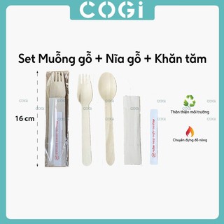 50 bộ muỗng nĩa  dùng 1 lần COGI có kèm tăm và khăn giấy