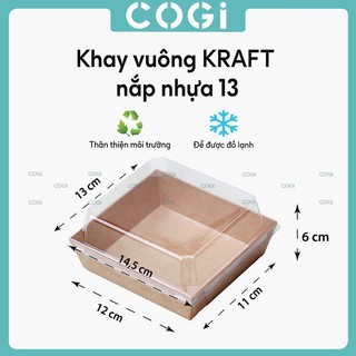 50 hộp bánh vuông giấy kraft đựng bánh có kèm nắp dùng 1 lần COGI