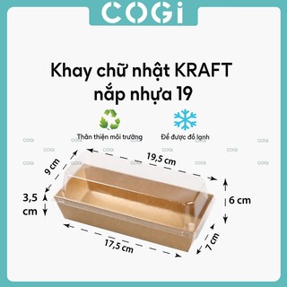50 khay kraft đựng bánh hình chữ nhật kèm nắp nhựa dùng 1 lần COGI
