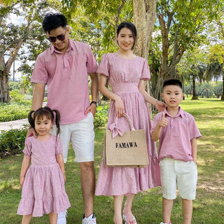 Đồ Gia Đình Hoa Nhí Màu Hồng Fullsize Từ 7-110kgs Chất Vải Đũi Thoáng Mát
