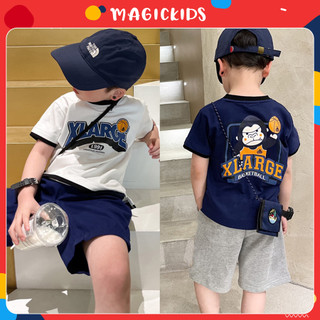Bộ quần áo trẻ em Magickids bô quần áo cộc cho bé 35kg áo ngắn tay quần đùi chất cotton co giãn thoáng mát BR22010