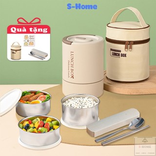 Hộp cơm giữ nhiệt Lunch Box nhiều ngăn Hộp cơm văn phòng Inox 304 chống tràn cao cấp