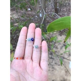 Nhẫn handmade hạt cườm phối hoa nhiều màu