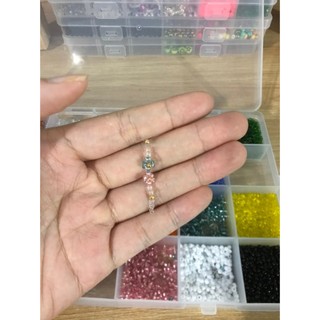 Nhẫn handmade hạt cườm phối hoa nhiều màu