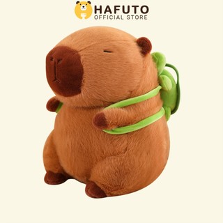 Gấu Bông Chuột Capybara Hafuto đeo balo rùa xinh xắn, quà tặng cho bạn gái