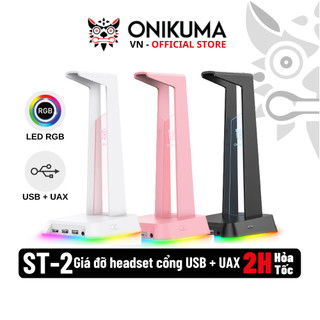 ONIKUMA ST-2 - Giá đỡ tai nghe / Chân đế - Đèn RGB tích hợp 3 cổng USB + Jack 3.5mm - Hỗ trợ sạc pin