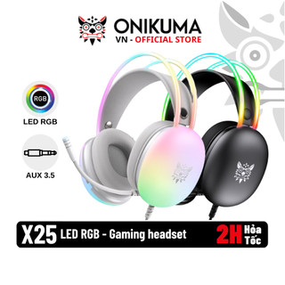 ONIKUMA X25 - Tai nghe gaming - Đèn led RGB - Micro 360 độ giảm ồn - Dùng mọi thiết bị chơi game
