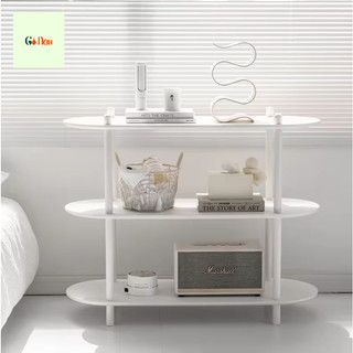 [freeship) kệ gỗ 3 tầng oval trang trí decor phòng giá gỗ 3 và 4 tầng