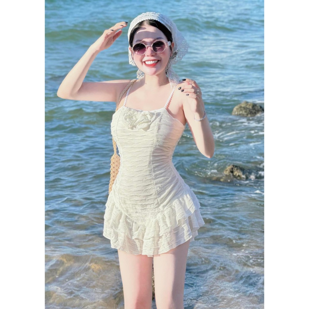 Đồ bơi bikini đi biển JUM NƠ hai dây phối bèo kết nơ tôn dáng siêu xinh , [ Tùy Chiều Cao ] HÀ BIKINI BKN1019 | BigBuy360 - bigbuy360.vn