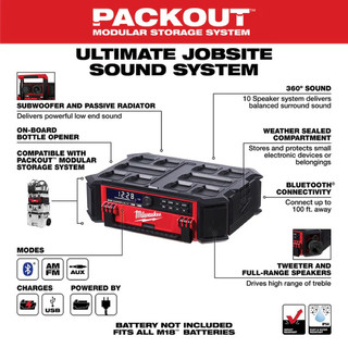 Loa packout milwaukee 2950-20 ( M18 PACKOUT Radio + Charger )
