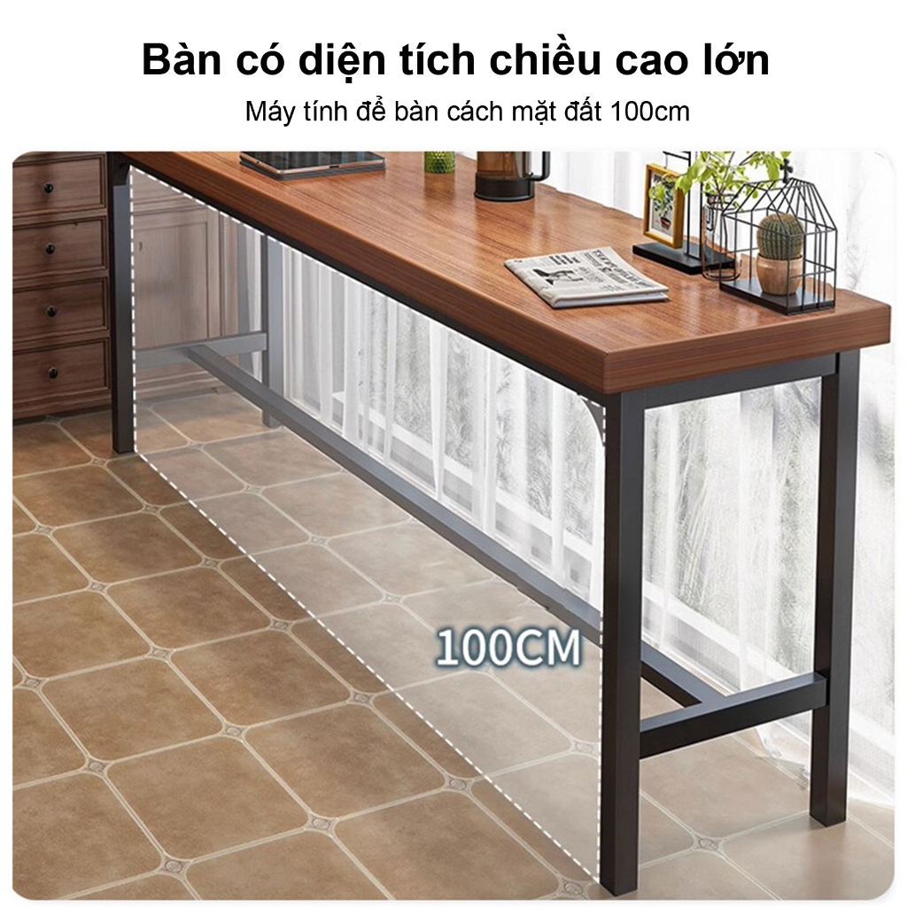 ALVIN Bàn làm việc khung bàn bar sắt kết hợp giá sách, dễ dàng lắp ráp | BigBuy360 - bigbuy360.vn