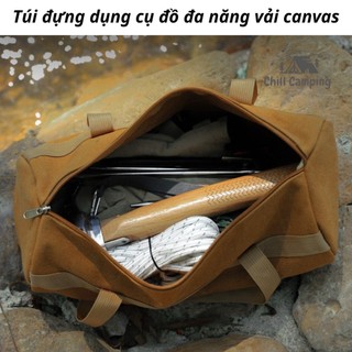 Túi đựng dụng cụ cắm trại, dã ngoại cọc lều,phụ kiện, vải Canvas 2 lớp dày dặn quai cầm tiện lợi