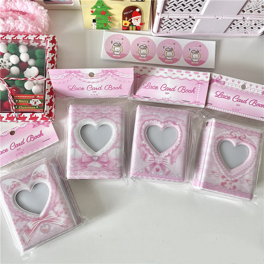 Collect Book 1 Ô Nơ Hồng Style Hàn Quốc Chất Sheet PVC Dày Dặn Đựng Card Idol Kpop, Sổ Đựng Card Pho