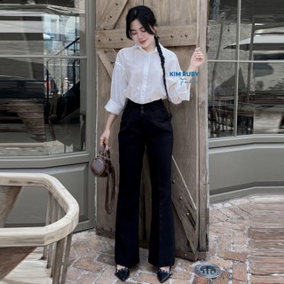 Quần tây nữ ống loe cạp cao 2 nút Kim Ruby Fashion chất tuyết mưa mềm mịn tôn dáng