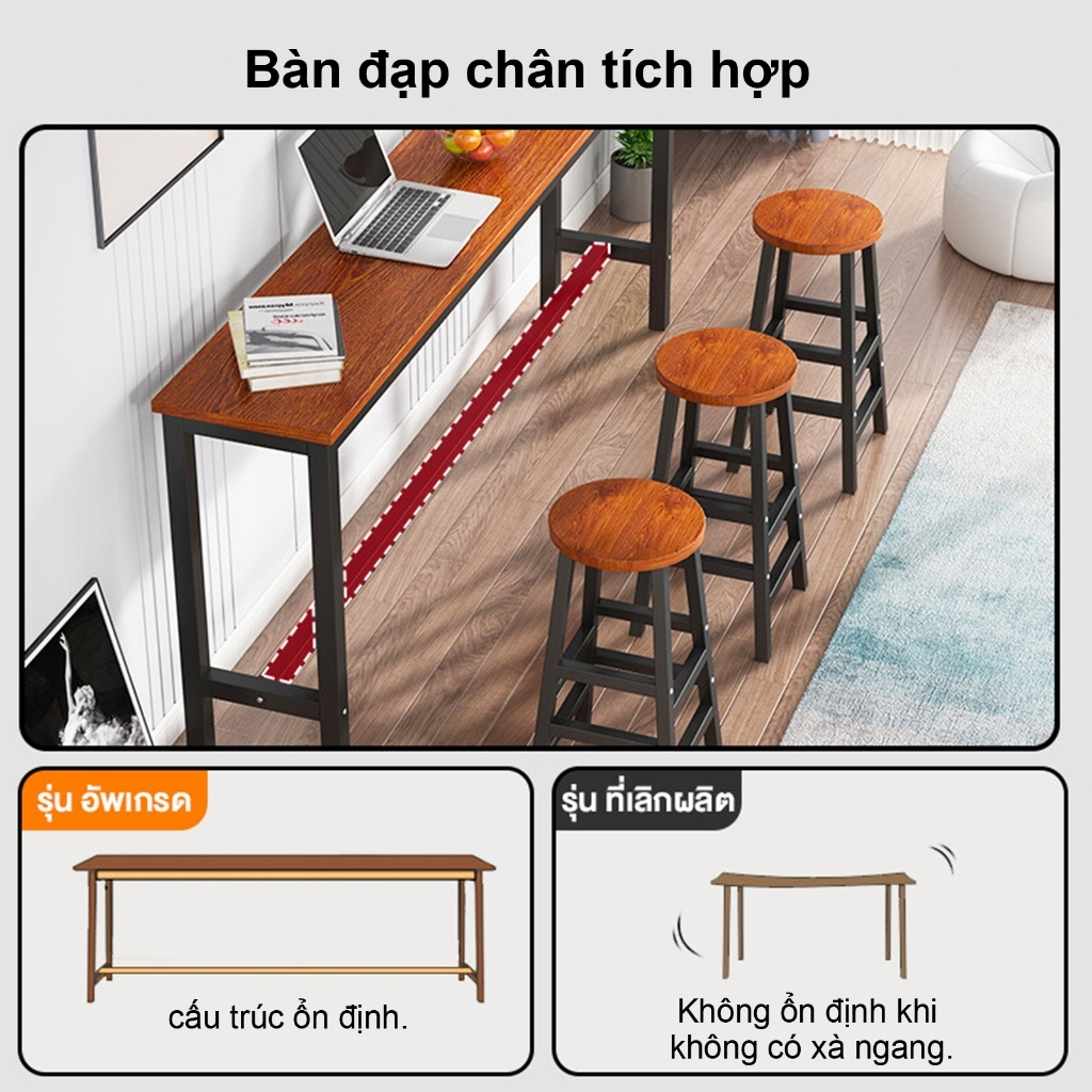 ALVIN Bàn làm việc khung bàn bar sắt kết hợp giá sách, dễ dàng lắp ráp | BigBuy360 - bigbuy360.vn