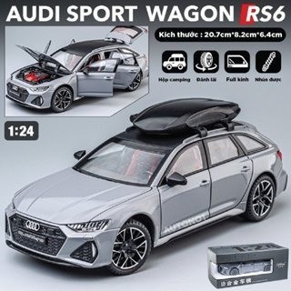 Mô hình xe audi rs6 quattro đánh lái được box camping tỉ lệ 1:24 jinlifang ot422 ot025