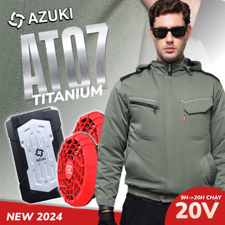 Áo Điều Hoà AZUKI Nhật Bản TITANIUM Mới Nhất 2024 Quạt 20V Pin 25.000mah Chạy 9-20 Tiếng [ BH 12 Tháng Chính Hãng]