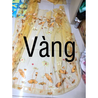 Voan lưới thêu hoa sen