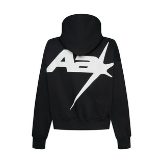 Aa áo khoác zip đen racing logo hoodie zip // black